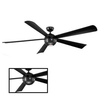 Orb 82 in. LED Indoor/Outdoor Carbon Fiber 5-Blade Smart Ceiling Fan with 3000K Light Kit and Wall Control