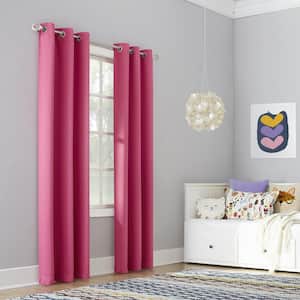 Riley Kids Bedroom 40 in. W x 84 in. L Blackout Grommet Curtain Panel in Pink