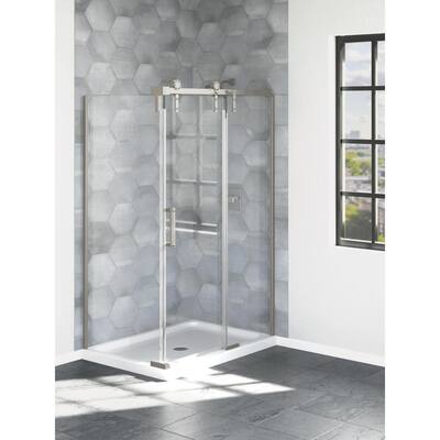Industrial 48 in. L x 34 in. W Corner Shower Pan Base with Right Center Drain in High Gloss White
