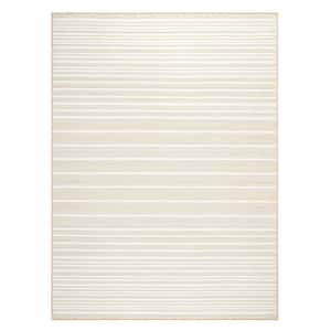 Basic Layne Modern Stripe Cream Beige 8 ft. x 10 ft. Machine Washable Area Rug