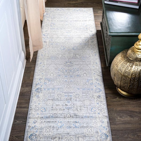 JONATHAN Y Modern Persian Vintage Moroccan Traditional Gray/Blue 2 ft. x 10 ft. Runner Rug