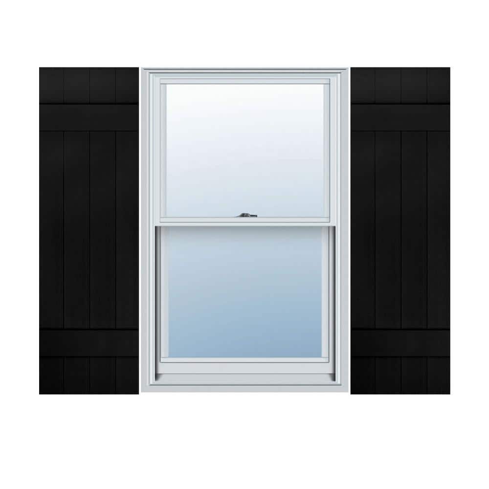 14 in. x 37 in. Lifetime Vinyl Custom Four Board Joined Board and Batten Shutters Pair Black price history on PriceWatchPro