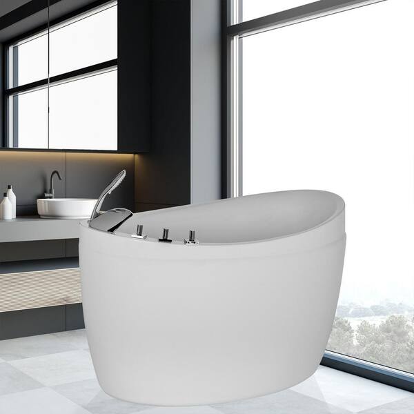 Empava Japanese Style 59 in. Acrylic Flatbottom Non-Whirlpool Oval
