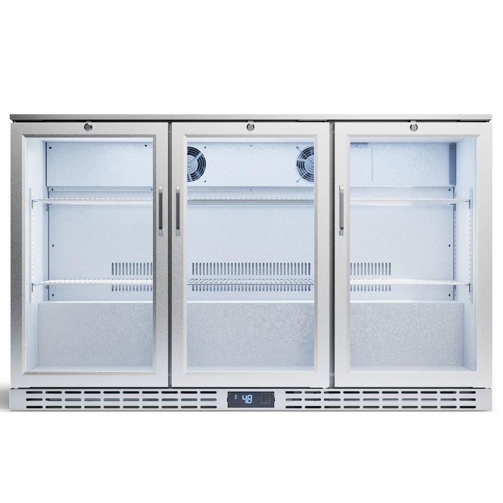 53 in. 11.7 cu. ft Commercial Under Counter Beverage Refrigerator Back Bar Cooler with Glass Doors in Stainless Steel