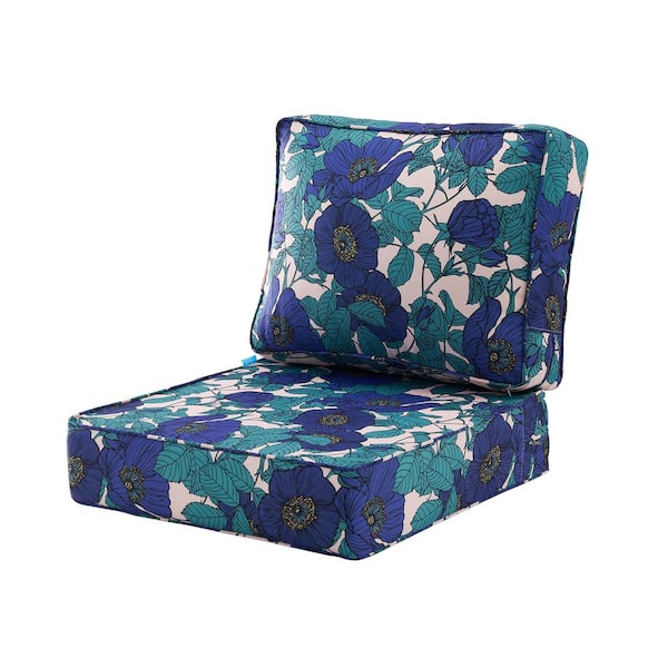 ARTPLAN 24 in. x 24 in. x 6 in. Outdoor Cushion Thick Deep Seat Pillow Back for Wicker Chair Floral CPSFL165