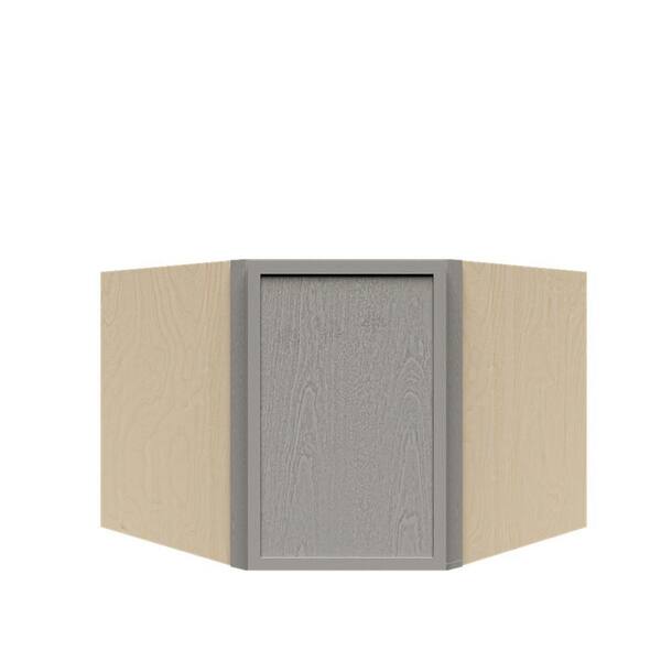 Slim Shaker Assembled 24 in. W x 18 in. H x 12 in. D Wall Diagonal Corner Kitchen Cabinet in Gray