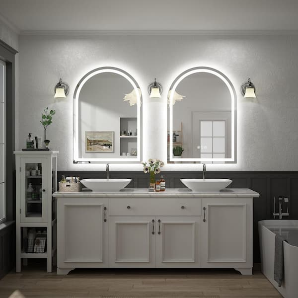 26 in. W x 36 in. H Arch Frameless UL Certified Front and Back LED Anti-Fog Tempered Glass Bathroom Vanity Mirror