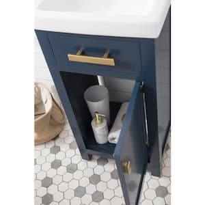 MIA 18 in. W Bath Vanity in Monarch Blue Finish with Ceramics Integrated Vanity Top with White Basin
