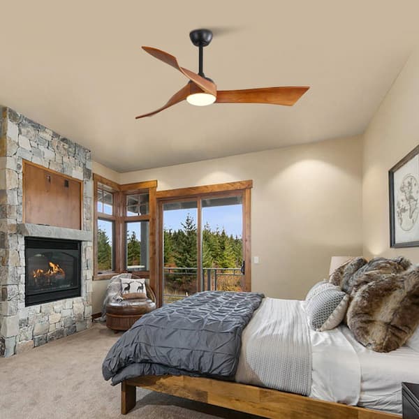 Light Pro 52 in. Indoor Matte Black Ceiling Fan with Remote Control, 6 Speed, Dimmable 3 Color LED Light and DC Motor