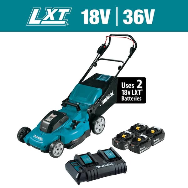 Makita 18V X2 (36V) LXT Lithium-Ion Cordless 21 in. Walk Behind Lawn Mower Kit w/4 batteries (4.0Ah)