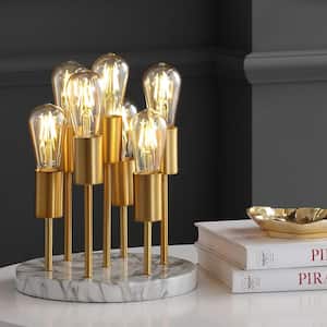 Pleiades 13.5 in. Brass Gold/White Modern Metal/Resin LED Accent Lamp