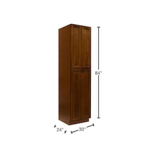 Cambridge Assembled 30 in. x 84 in. x 24 in. Tall Pantry with 4 Doors in Chestnut