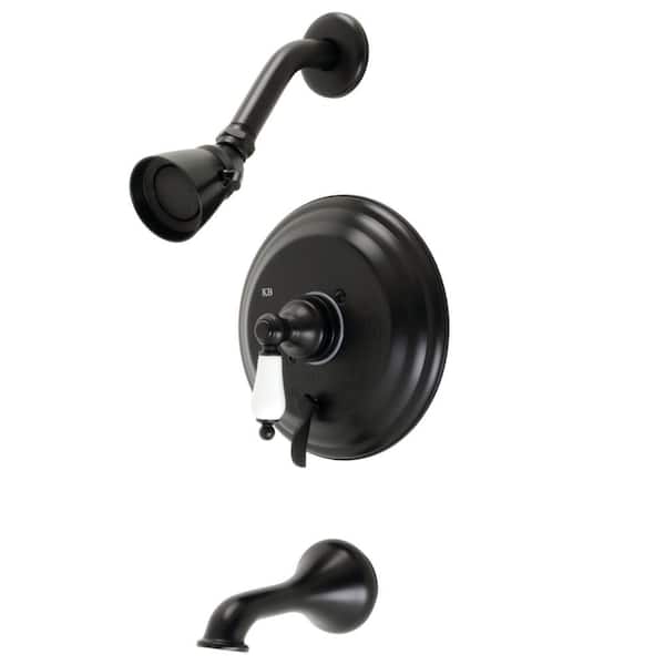 Kingston Brass Restoration Single Handle 1-Spray Tub and Shower Faucet 2 GPM with Pressure Balance in Matte Black