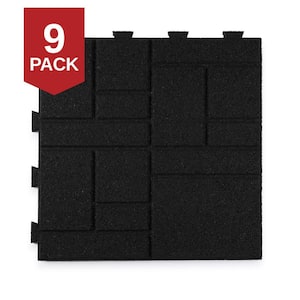 16 in. x 16 in. x 5/8 in. Black Square Scape SmartLoc Rubber Paver (9-Pack)