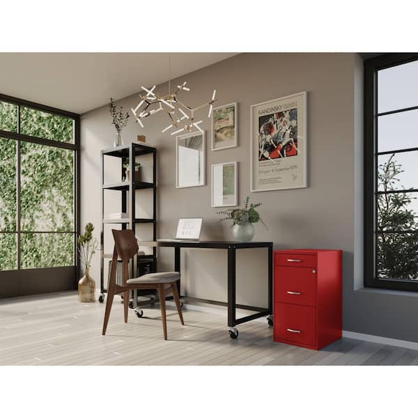 Space Solutions 18 in. D 3-Drawer Metal Letter Width 14.25 in. W Vertical File Cabinet File-File-Pencil, Lava Red