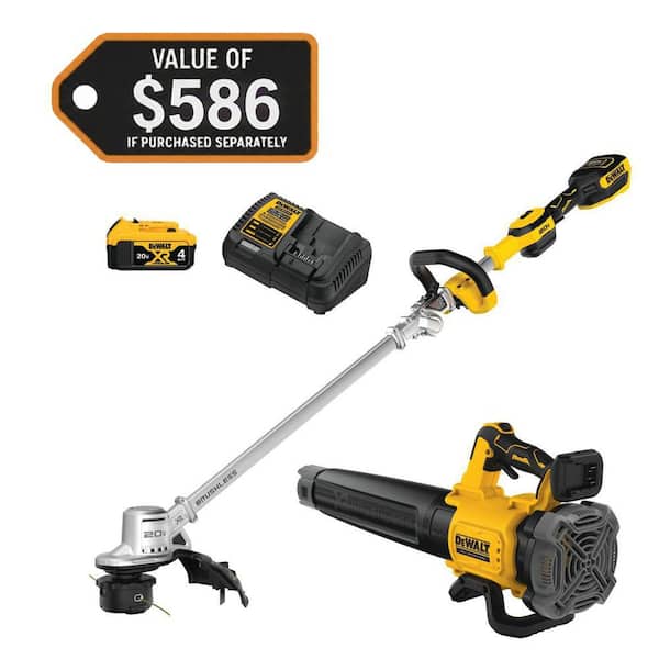 20V MAX Cordless Battery Powered String Trimmer & Blower Combo Kit with (1) 4 Ah Battery & Charger