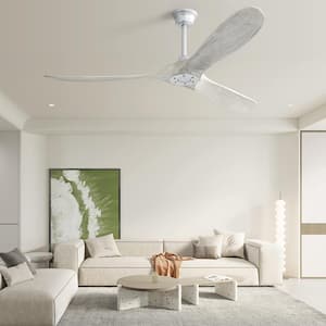 60 in. Indoor/Outdoor Modern Silver Wood Ceiling Fan without Light and 6 Speed Remote Control