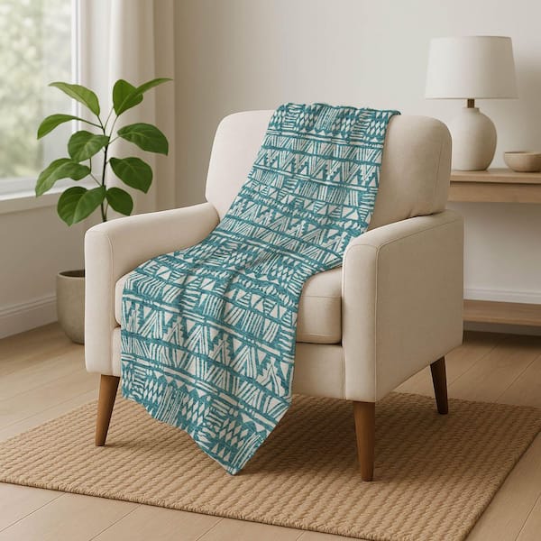 Premium Machine Washable ASB907 Teal 50 in. x 70 in. Sherpa Throw Blanket