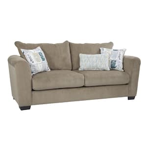 Soft Green Chenille Series 88 in. Rolled Arm Chenille Fabric Casual Symmetrical Loose Pillow Sofa in Soft Green