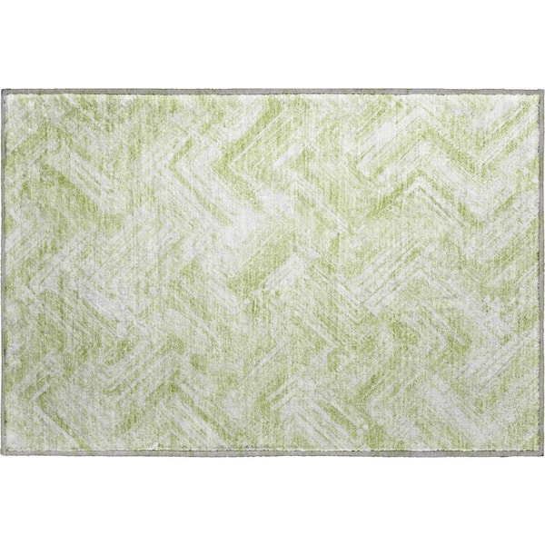 Addison Rugs Mayfield Premium Machine Washable Indoor/Outdoor Geometric AMF630 Green 1 ft. 8 in. x 2 ft. 6 in. Area Rug