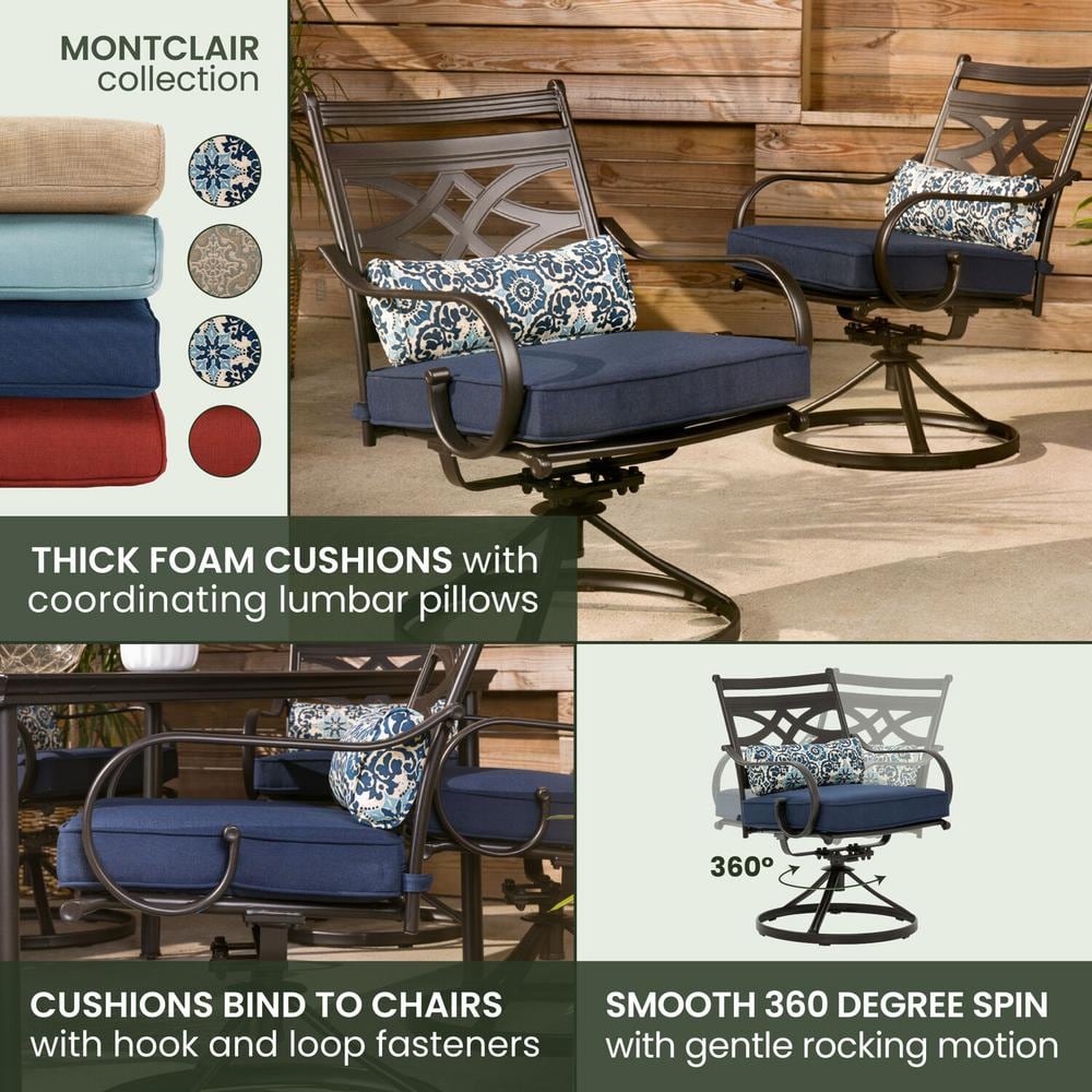 Montclair Navy Blue 11-Piece Steel Outdoor Dining Set