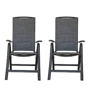 Folding Outdoor Aluminium Dining Chair with Adjustable High Backrest Set of 2