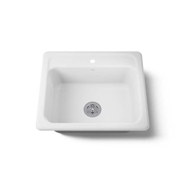 Mayfield Drop-In Cast Iron 25 in. 1-Hole Single Bowl Kitchen Sink in White