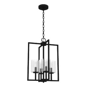 Kerrison 4-Light Natural Iron Island Pendant Light with Seeded Glass Shades
