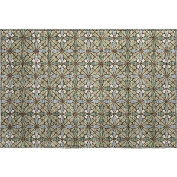 Mayfield Premium Machine Washable Abstract AMF2469 Aloe 2 ft. x 3 ft. Accent Rug