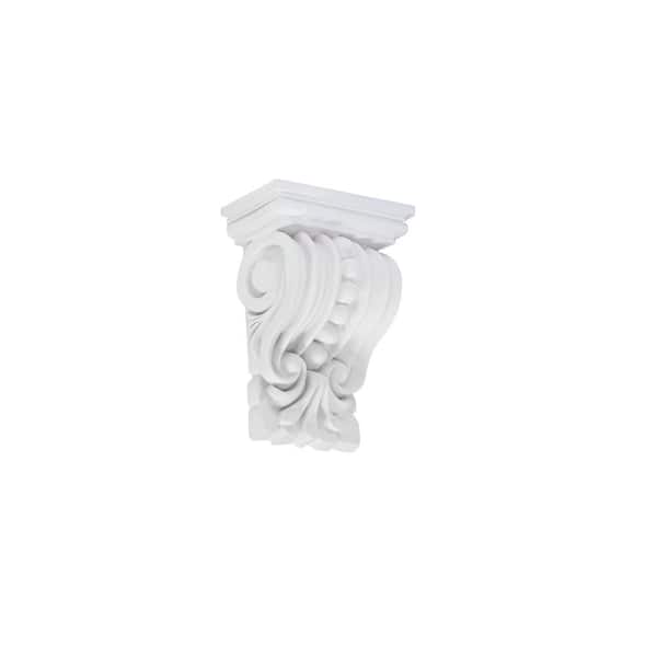 American Pro Decor 4-1/8 in. x 5-3/4 in. x 2-1/4 in. Primed Polyurethane Decorative Acanthus and Dots Corbel
