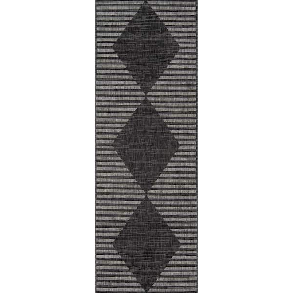 Villa Cavallo Charcoal 2 ft. x 6 ft. Indoor Outdoor Runner Rug