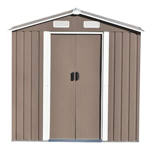 6 ft. W x 4 ft. D Brown Metal Storage Shed with Lockable Door, Tool Cabinet with Vents and Foundation (48 sq. ft.)
