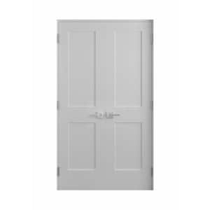 36 in. x 80 in. Bi-Parting Solid Core White Primed Composite Double Prehung French Door with Catch Ball and Black Hinges