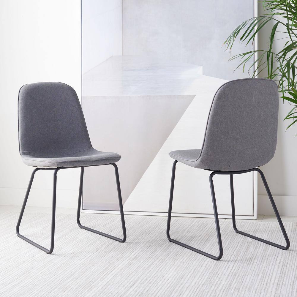 Makalu Grey Upholstered Dining Chair Set with Black Legs