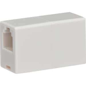 Inline RJ11 Telephone Cord Coupler in White
