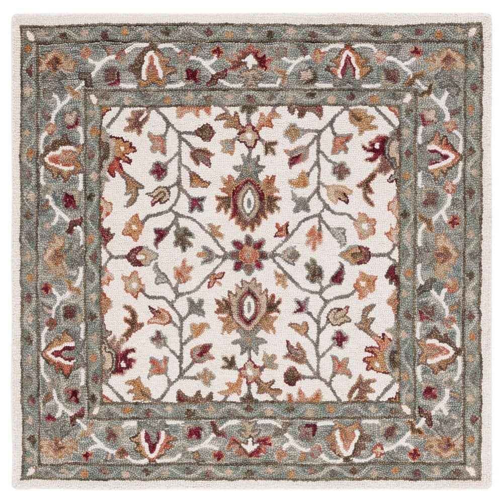 Aspen 5 ft. x 5 ft. Ivory/Gray Garden Border Square Area Rug price history on PriceWatchPro