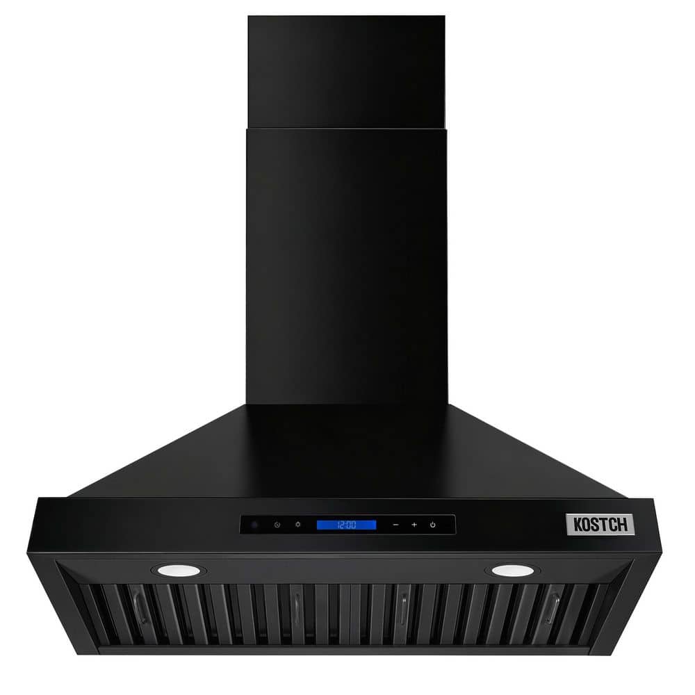 30 in. Wall Mount Range Hood, 600 CFM Convertible in Black with LED Lights and Touch Control price history on PriceWatchPro