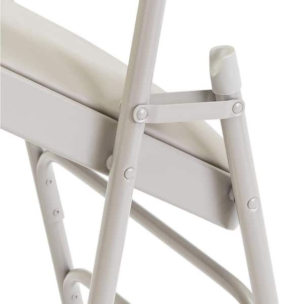 National Public Seating Grey Vinyl Padded Seat Stackable Folding Chair (Set of 4) - 3