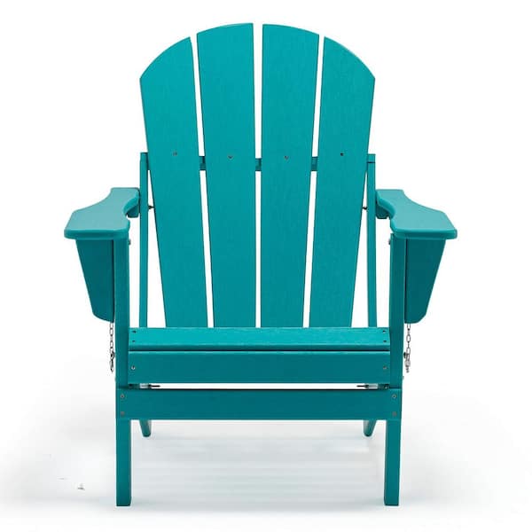 Unbranded Classic Lake Blue Folding Plastic Adirondack Chair