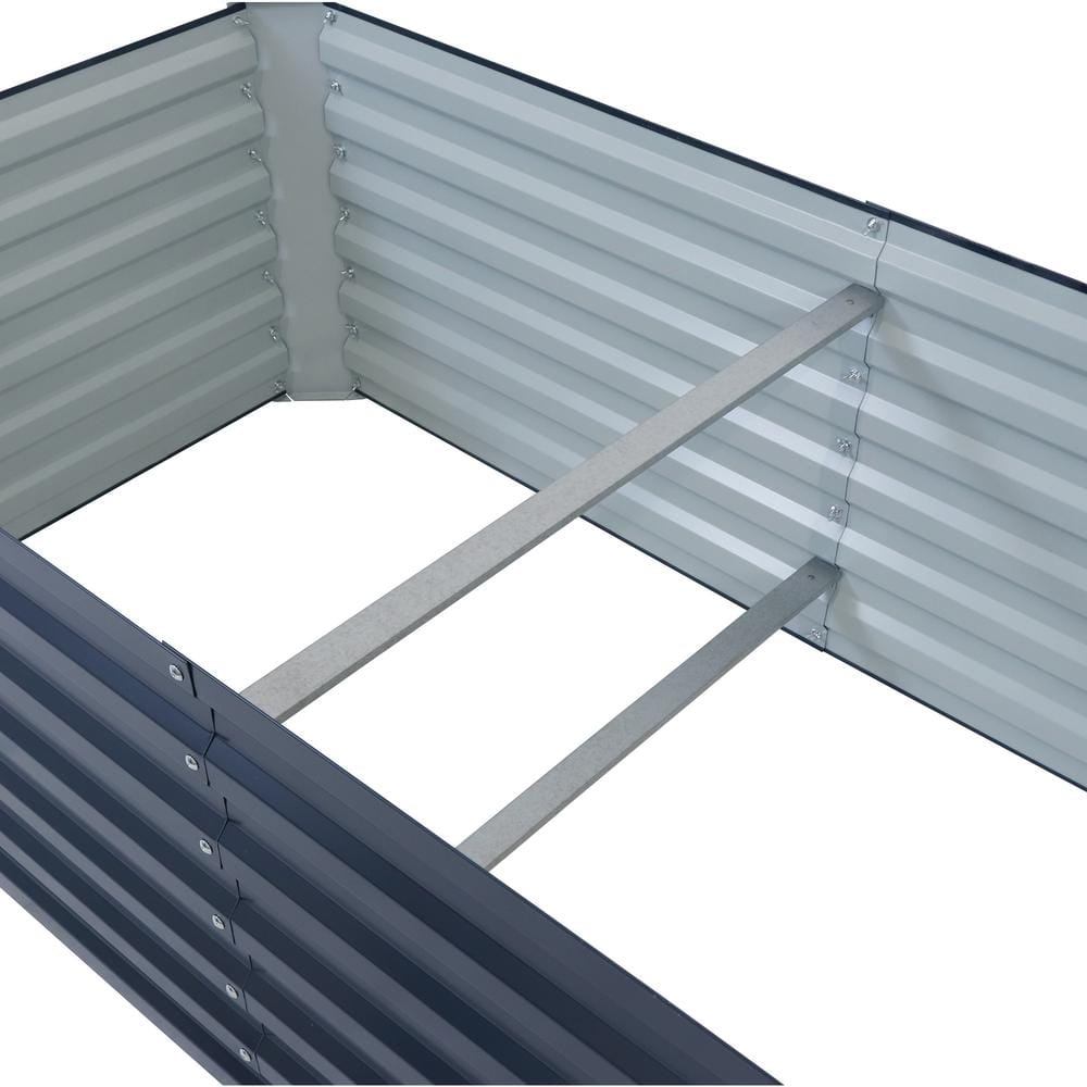 Large Dark Gray Galvalume Steel Raised Garden Bed for Outdoor Yard
