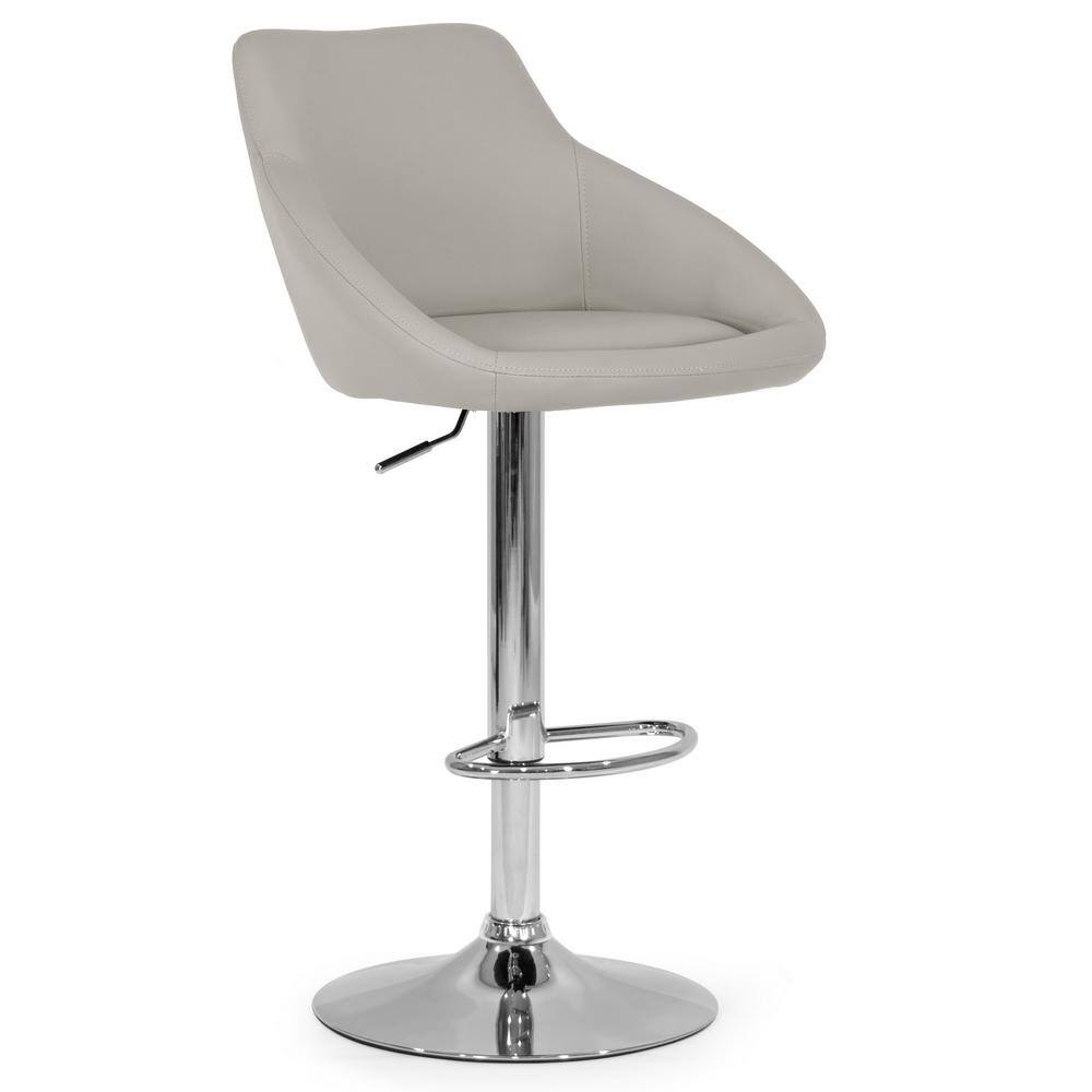 Gray Adjustable Swivel Wood and Metal Counter Stool