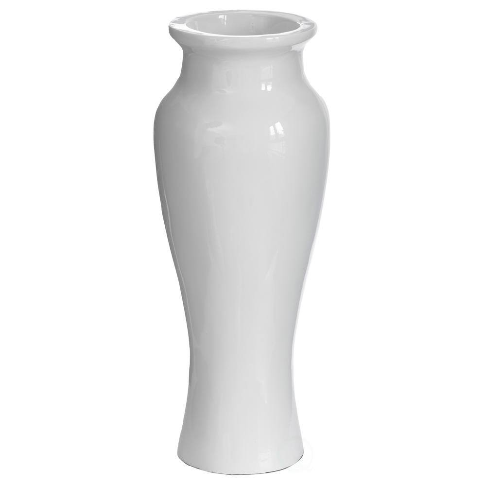 Tall White Fiberglass Trumpet Floor Vase