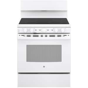 30 in. 4 Burner Element Free-Standing Electric Range with Self-Cleaning Oven in White