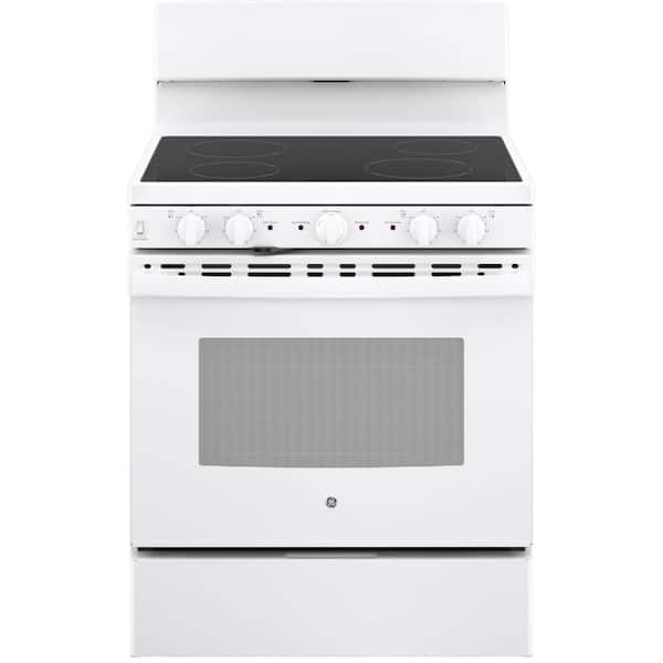 30 in. 4 Burner Element Free-Standing Electric Range with Self-Cleaning Oven in White