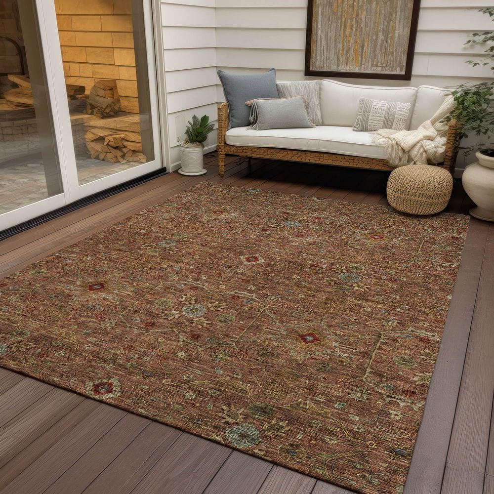 Paprika Flat Woven Synthetic Washable Rectangular Rug