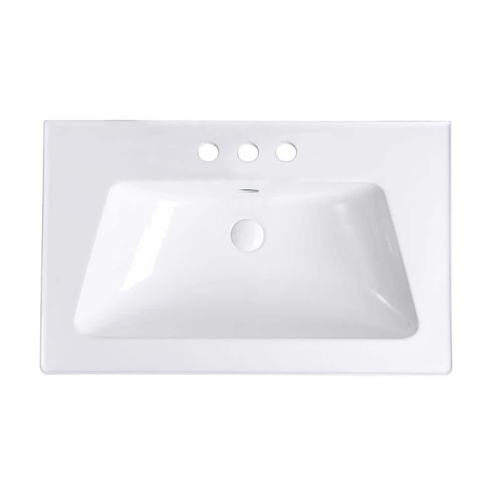 Lydia 31.5'' White Porcelain Rectangular Drop-In Bathroom Sink