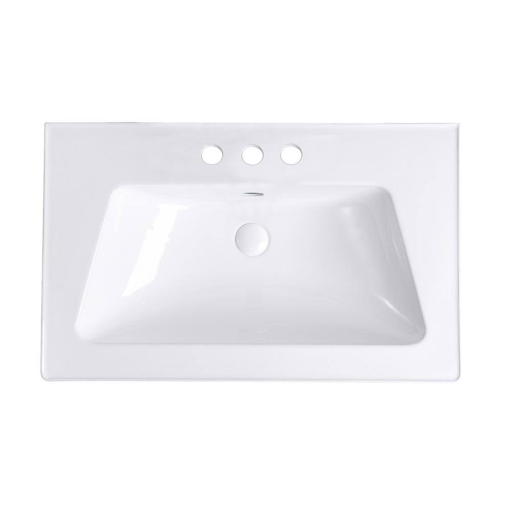 Lydia 31.5'' White Porcelain Rectangular Drop-In Bathroom Sink