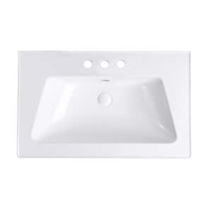 Lydia 31-1/2 in. Square Drop-In Bathroom Sink in White with Overflow