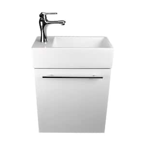 Dandi 17-3/4 in. Wall Mounted Bathroom Vanity Combo with Sink in White with Towel Bar Faucet Drain and Overflow