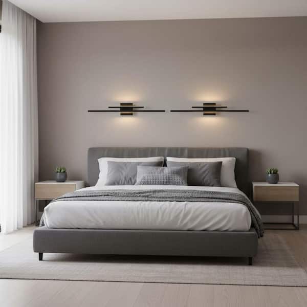 24 in. 2-Light Black Integrated LED Wall Sconce, 3000K Wall Decor Fixture for Bedroom and Living Room